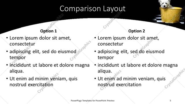 Comparison presentation slide layout