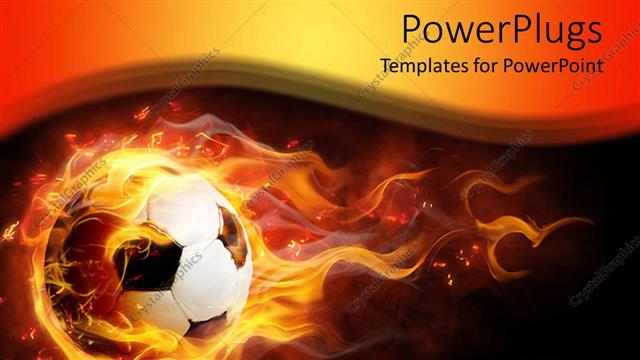  Presentation with fire ball - White and black football on fire on a black and orange background