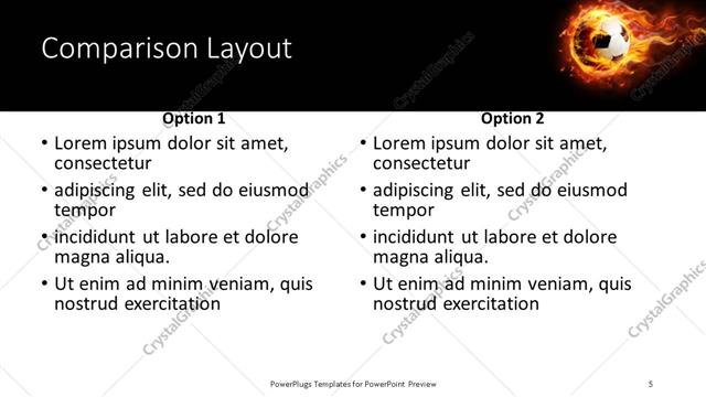 Comparison presentation slide layout