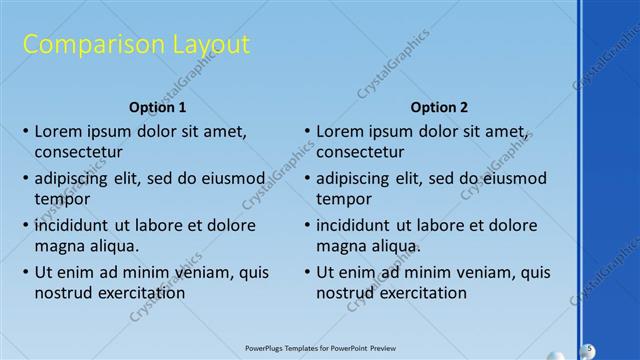 Comparison presentation slide layout