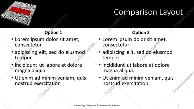 Comparison presentation slide layout