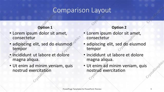 Comparison presentation slide layout