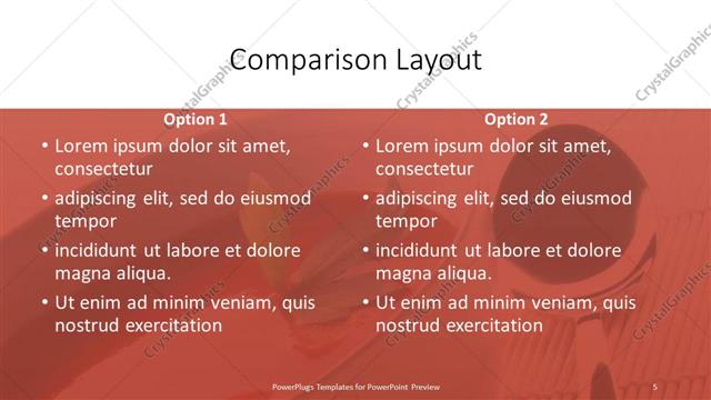 Comparison presentation slide layout
