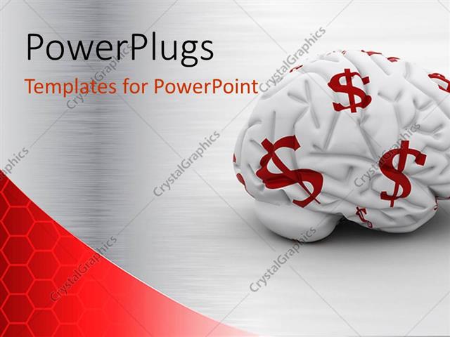  Presentation with brain - White brain with red dollar signs on it money on the mind