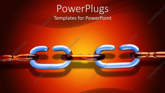  Presentation with chain - White and brown chain links on orange red background