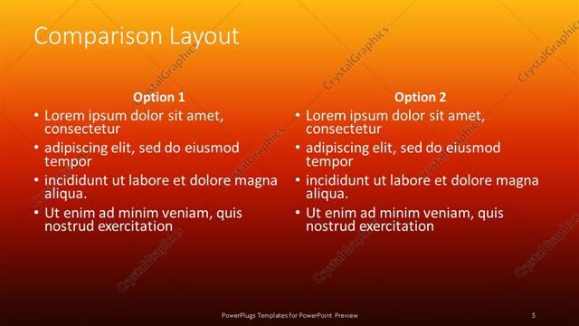 Comparison presentation slide layout