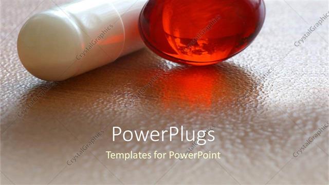  Presentation with gel medicine - White capsule, red gel cap, medicine, vitamins, supplements
