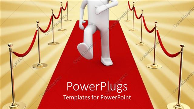  Presentation with red carpet - White character man walking on a red carpet stardom