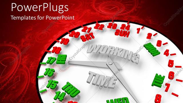  Presentation with clock - White clock close up written working time in red background