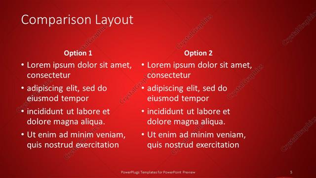 Comparison presentation slide layout
