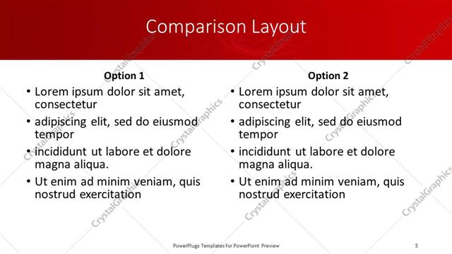 Comparison presentation slide layout