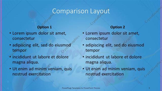 Comparison presentation slide layout