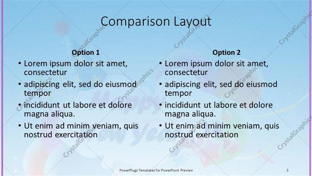 Comparison presentation slide layout
