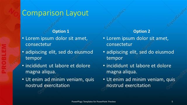 Comparison presentation slide layout