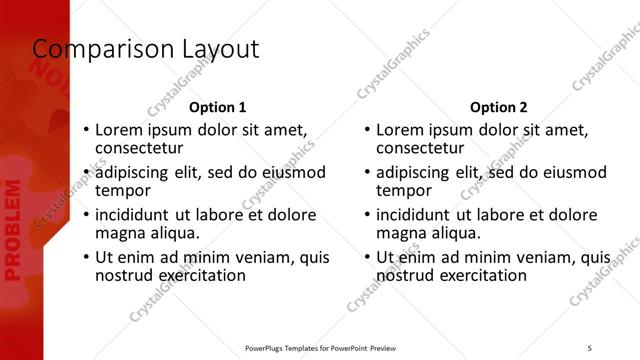 Comparison presentation slide layout