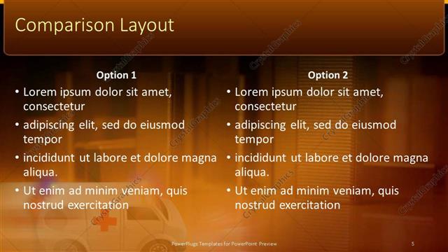 Comparison presentation slide layout