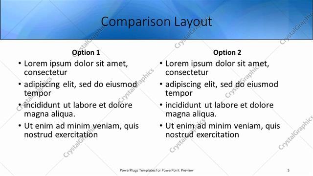 Comparison presentation slide layout