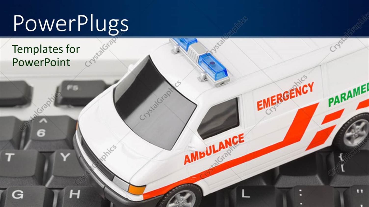 Featuring White Colored Emergency Ambulance on Computer Keyboard 