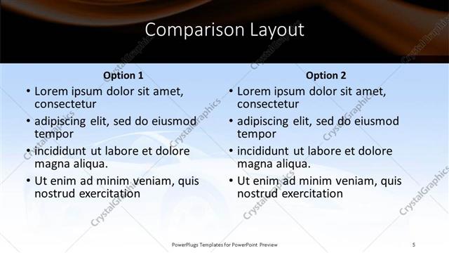 Comparison presentation slide layout