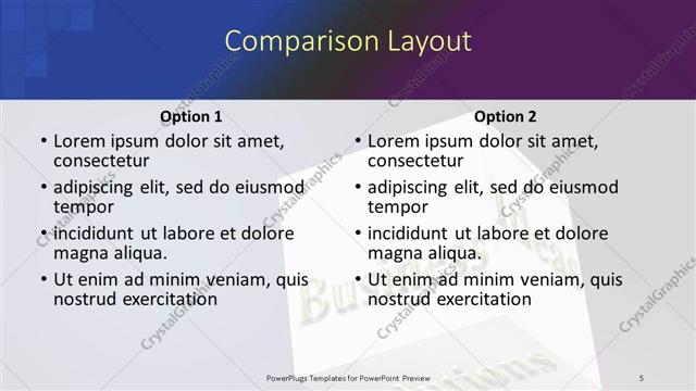 Comparison presentation slide layout