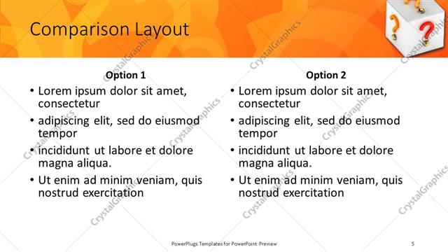 Comparison presentation slide layout