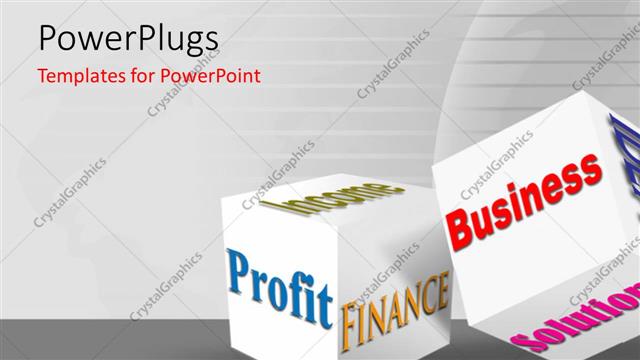  Presentation with related - White cubes with finance and business related terms on grey background