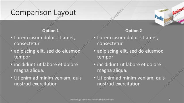 Comparison presentation slide layout
