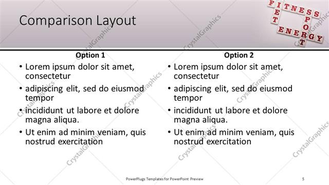 Comparison presentation slide layout