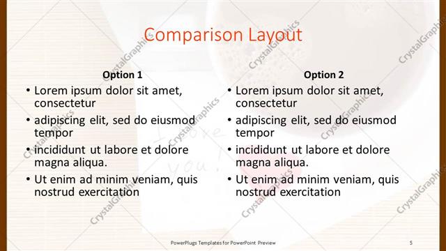Comparison presentation slide layout