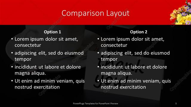 Comparison presentation slide layout