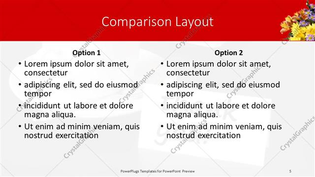 Comparison presentation slide layout