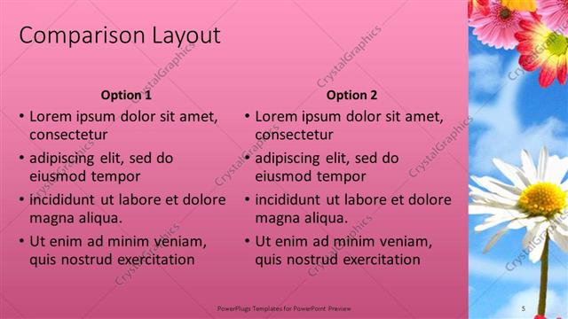 Comparison presentation slide layout