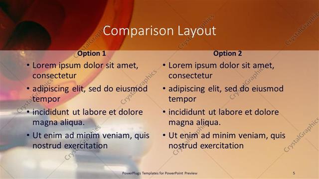 Comparison presentation slide layout