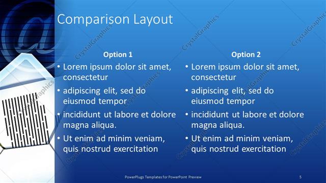 Comparison presentation slide layout