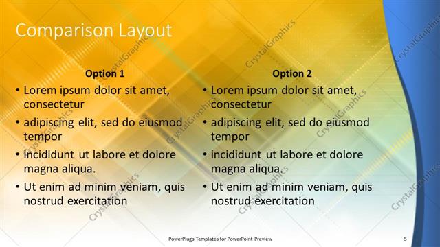 Comparison presentation slide layout