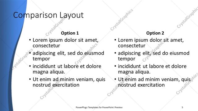 Comparison presentation slide layout