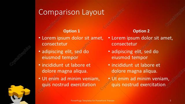 Comparison presentation slide layout