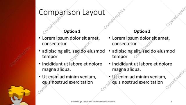 Comparison presentation slide layout
