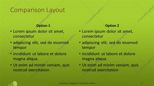 Comparison presentation slide layout