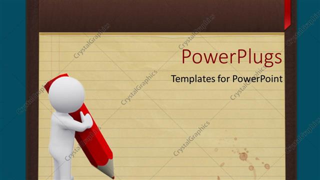  Presentation with lined paper - White figure with large red pencil standing on lined note paper