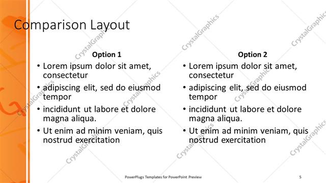 Comparison presentation slide layout