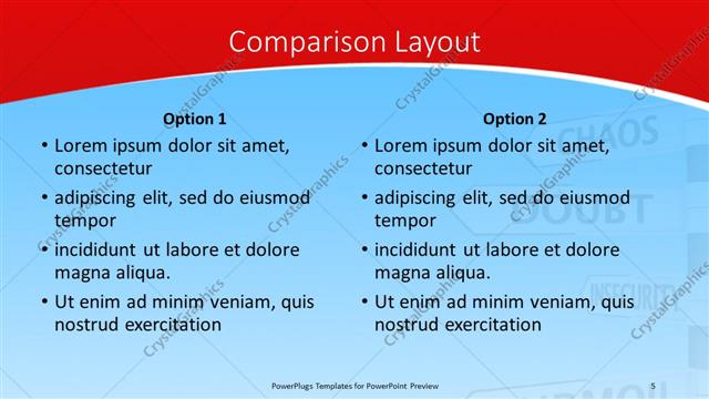 Comparison presentation slide layout
