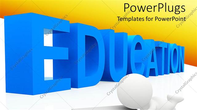  Presentation with reading - White figure reading book in front of three dimensional word education