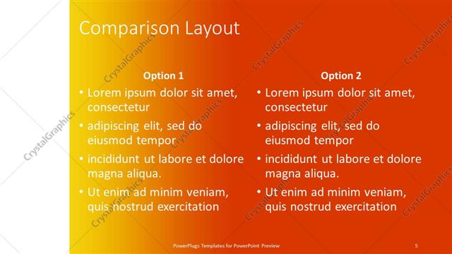 Comparison presentation slide layout