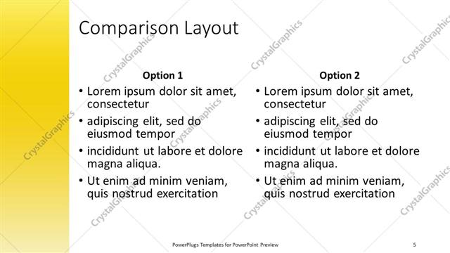 Comparison presentation slide layout