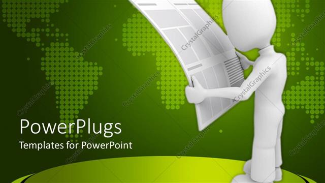  Presentation with news - White figure reading newspaper against green?map background