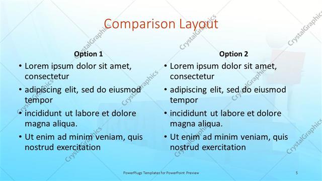 Comparison presentation slide layout
