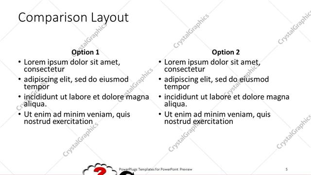 Comparison presentation slide layout