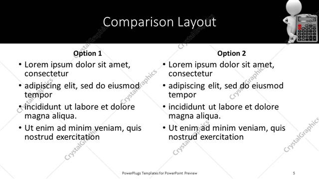 Comparison presentation slide layout