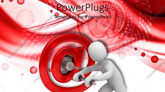  Presentation with email - White figure turns hand crank inside red at sign